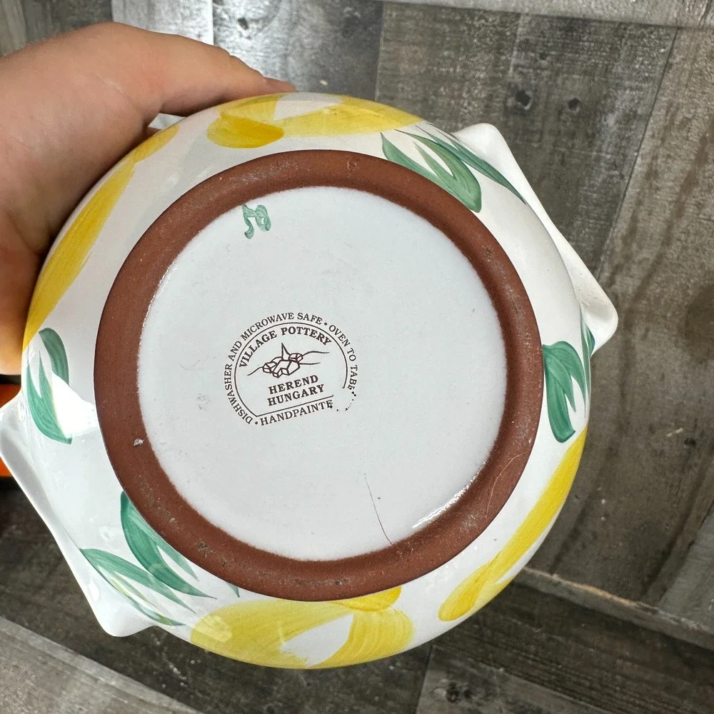 Herend Village Lemonade Covered Bowl Serving Vegetable Casserole Retired Hungary